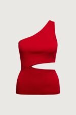 One Shoulder Knit Tank With Cutout - Image 5