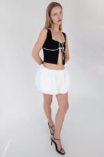 Square Neck Tie Front Knit Tank Top - Image 2