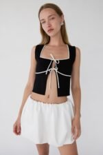Square Neck Tie Front Knit Tank Top - Image 3