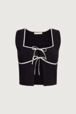 Square Neck Tie Front Knit Tank Top - Image 6