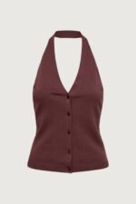 Knit Halter Button Front Tank - Image 4