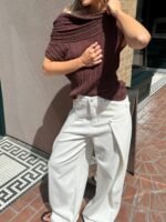 Slouchy Off The Shoulder Short Sleeve Sweater - Image 2