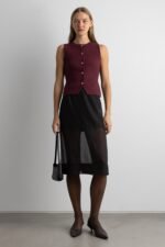 Sleeveless Knit Vest With Buttons