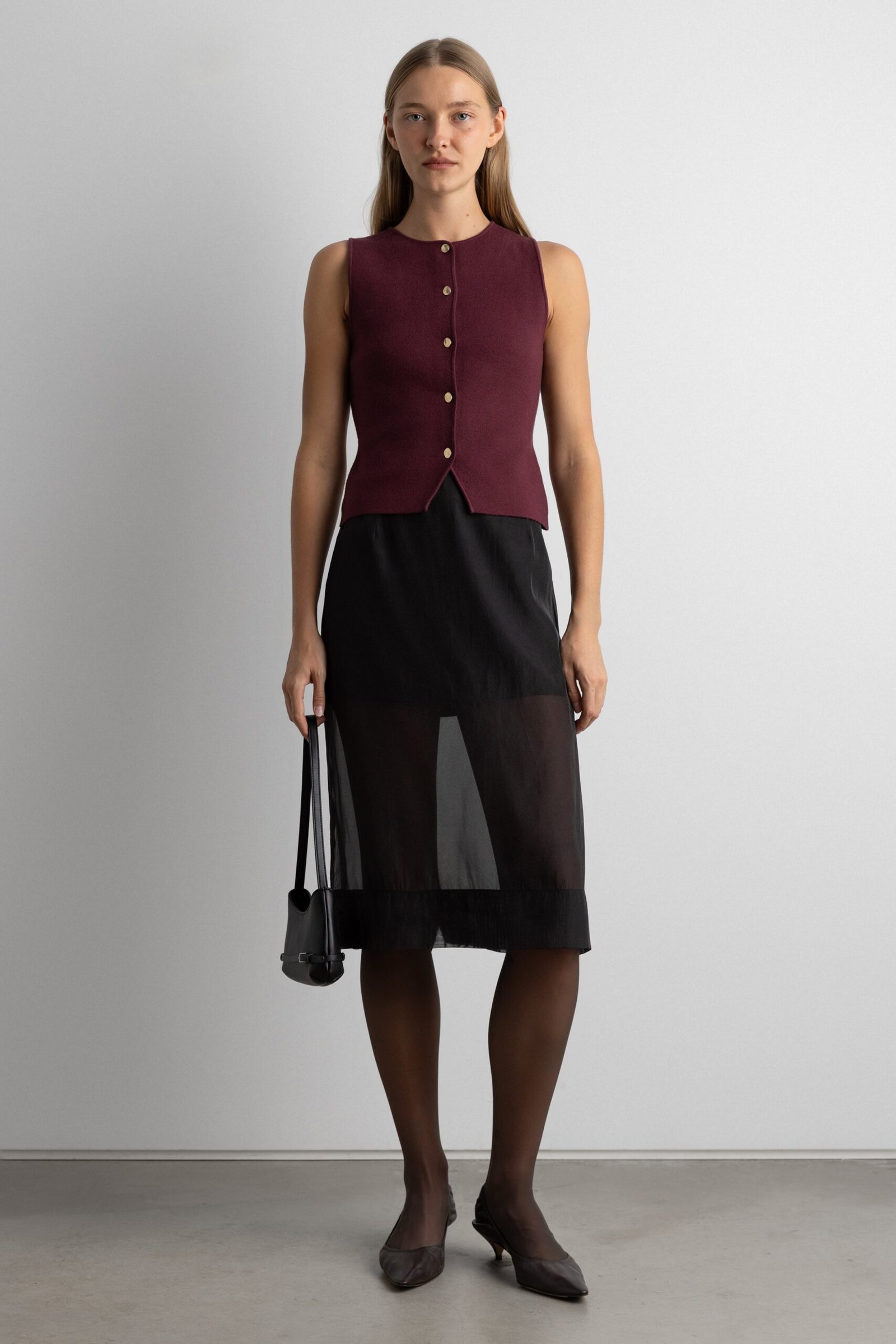 Sweater-14237_Wine-1.jpg Sleeveless Knit Vest With Buttons - Image 1