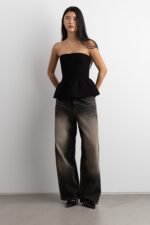 Knit Peplum Tube Top