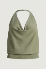 Knit Cowl Neck Halter Top - Image 6