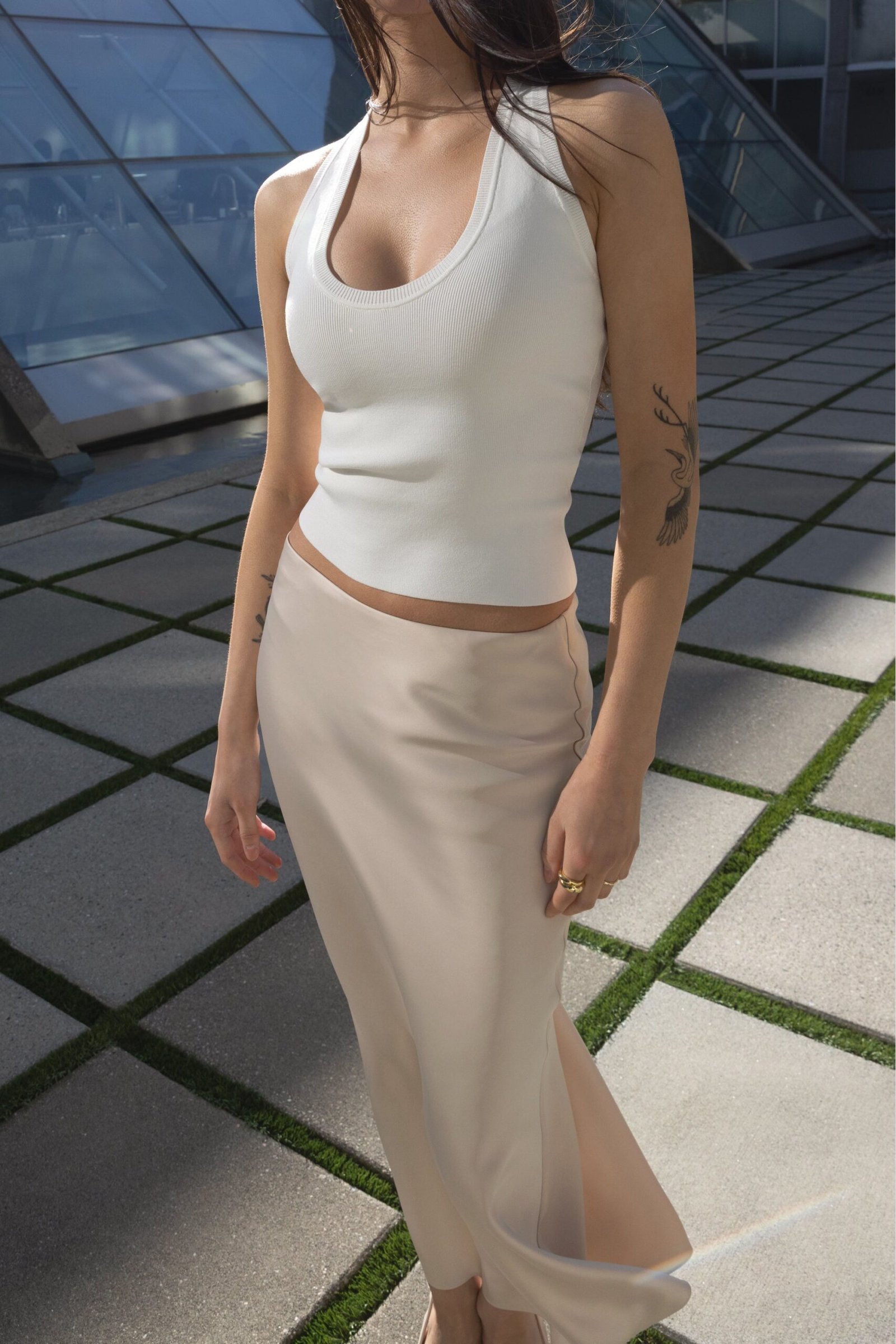 Sweater-15860_Cream-1.jpg Knit Form Racerback Tank Top - Image 1