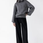 High Neckline Zip Up Sweater