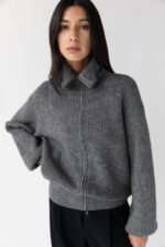 High Neckline Zip Up Sweater - Image 2