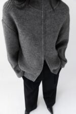 High Neckline Zip Up Sweater - Image 4