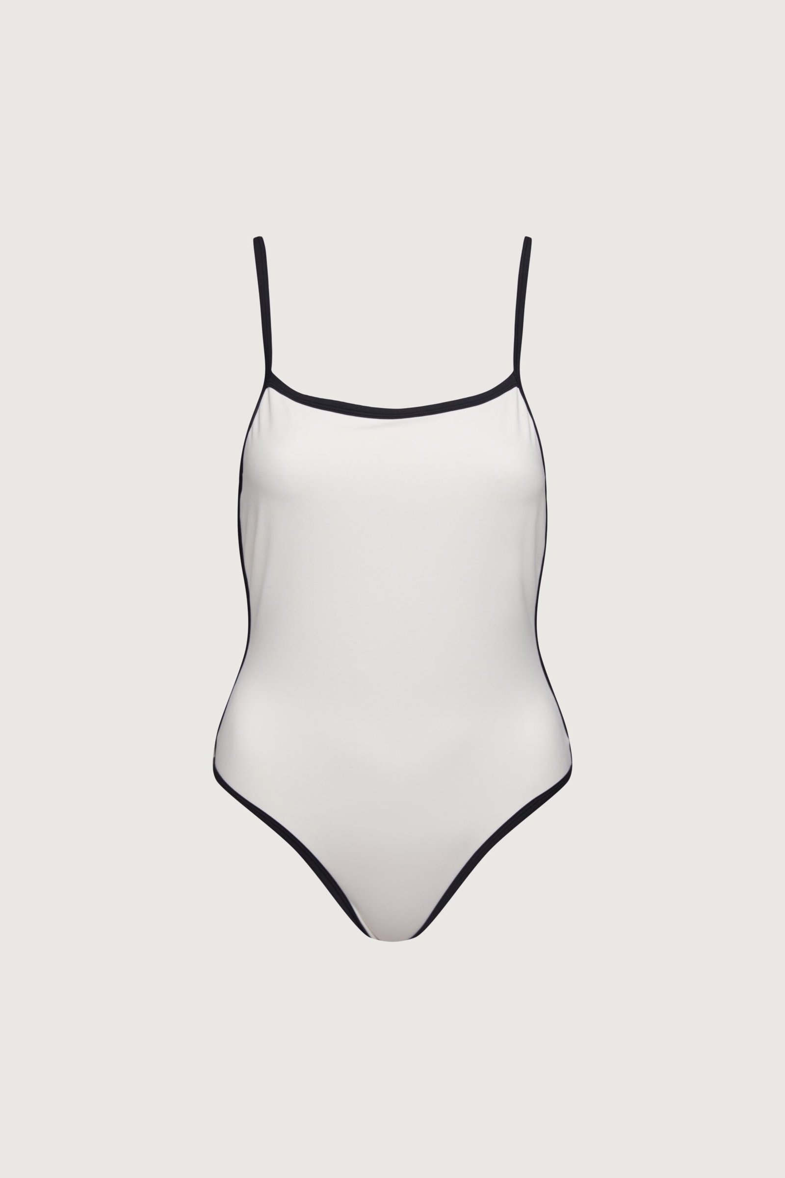 Swim-11847_Cream_Black-1.jpg Contrast Detail One Piece Swimsuit - Image 1