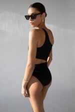 One Shoulder One-Piece Swimsuit With Cutout - Image 3