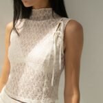 Lace Mockneck Tank Top With Bows