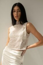 Lace Mockneck Tank Top With Bows - Image 3
