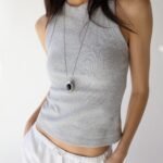 Ribbed High Neck Tank Top