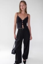 Tie Front Lace Trim Tank Camisole - Image 4