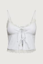 Tie Front Lace Trim Tank Camisole - Image 2