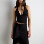 Deep Neckline Halter Neck Top