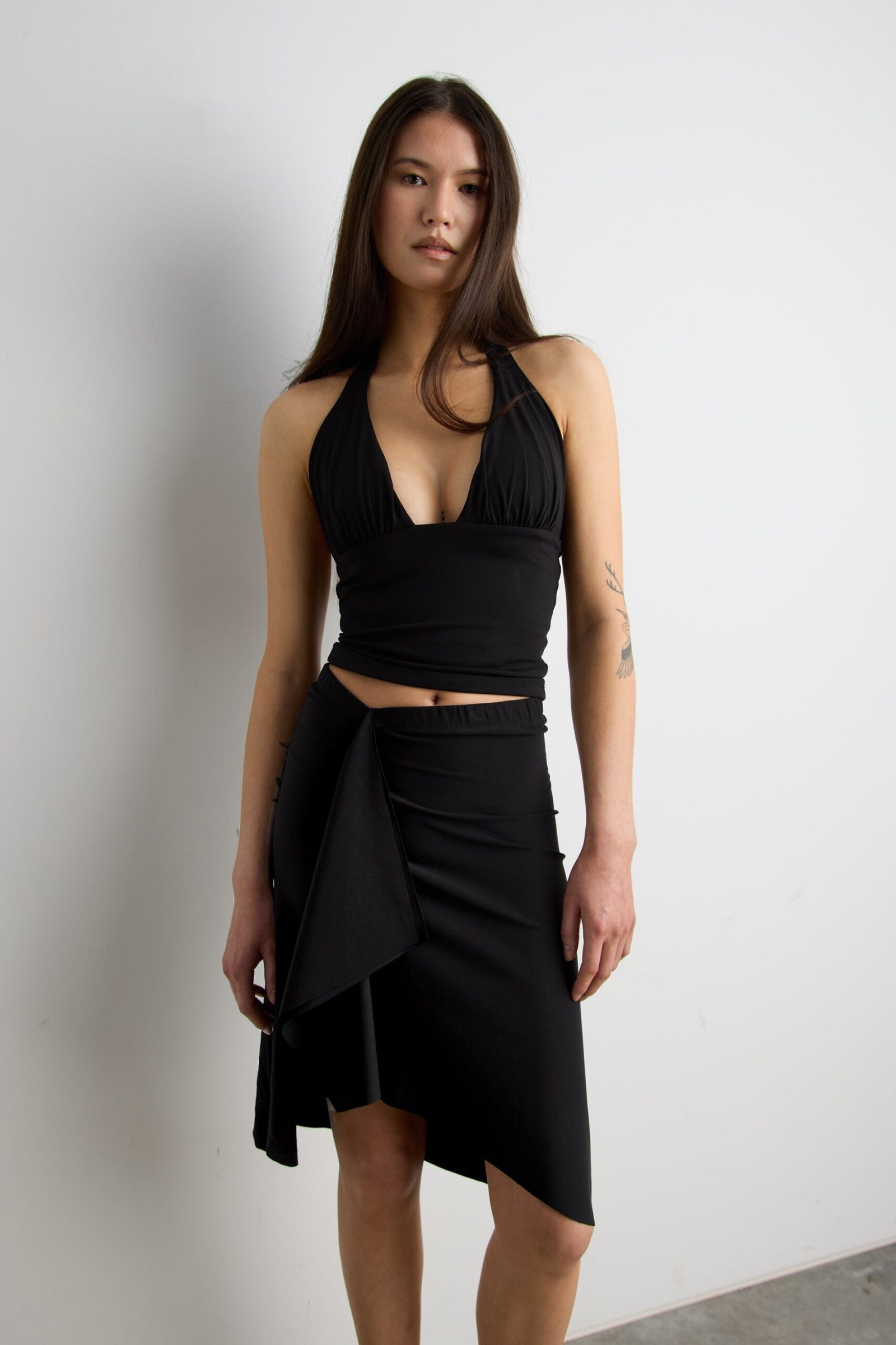 TShirt-14304_Black-1.jpg Deep Neckline Halter Neck Top - Image 1