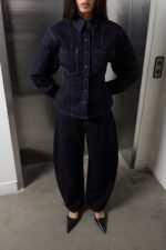 Cinched Waist Denim Shirt