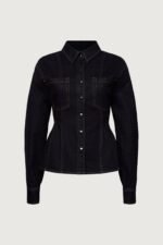 Cinched Waist Denim Shirt - Image 4