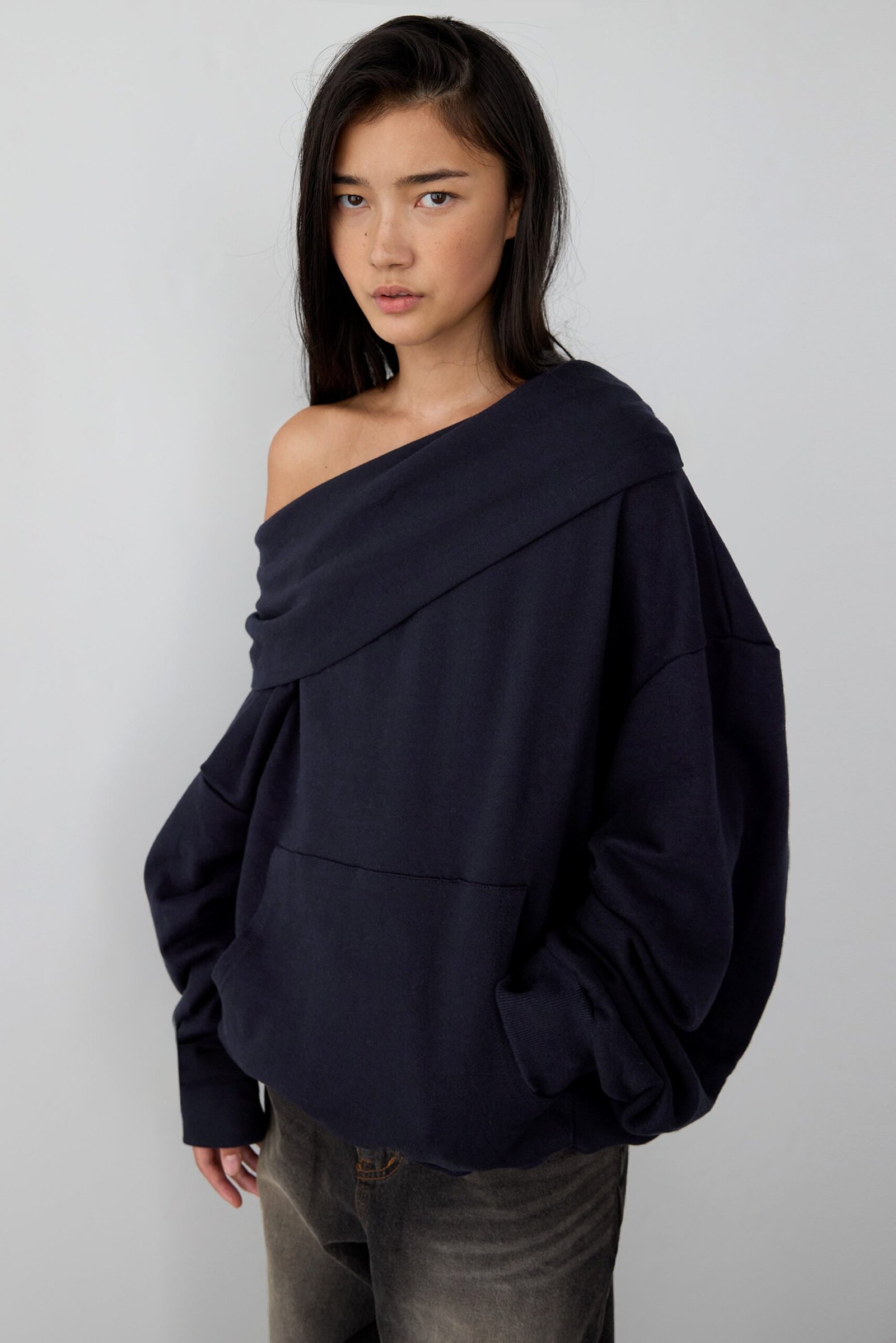 TShirt-15703_Navy-1.jpg Slouchy Oversized Hoodie - Image 1