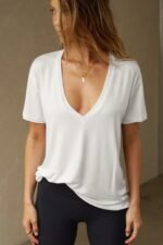 Plunge V Neck Tee - Image 4